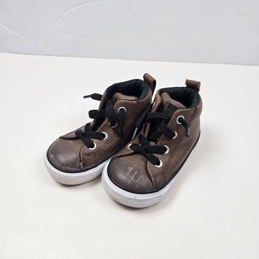Converse All Star Brown Leather Sneakers Kids Little Boy Size 5C
